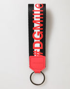 Red White DG Logo Polyester Brass Holder Keychain Keyring