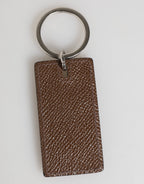 Dark Brown Leather Logo Metal Ring Keychain Holder Keyring