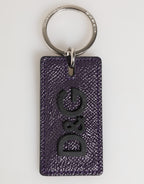 Violet Leather Logo Metal Ring Men Keychain Keyring