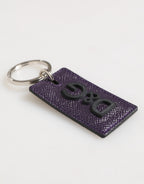 Violet Leather Logo Metal Ring Men Keychain Keyring