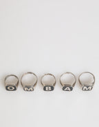 Silver Tone Brass Lettering Set 5 Pieces Adjustable Ring