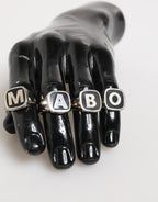 Silver Tone Brass Lettering Set 5 Pieces Adjustable Ring