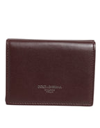 Leather Embossed Logo Trifold Men Card Holder Dark Brown