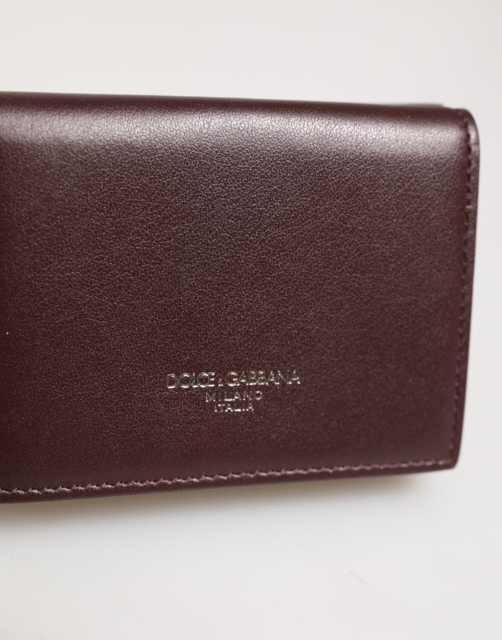 Leather Embossed Logo Trifold Men Card Holder Dark Brown