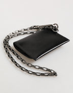 Black Cavallo Leather Wallet Chain Snap Bifold Card Holder