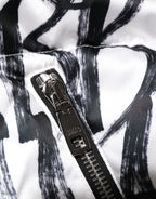 White Black Graffiti Logo Puffer Bomber Jacket