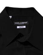 Black Viscose Long Sleeve Formal Dress Shirt
