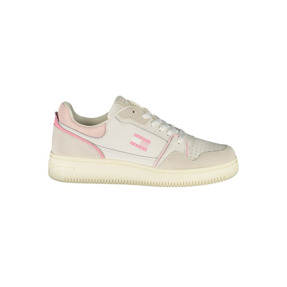 White Polyurethane Women Sneaker