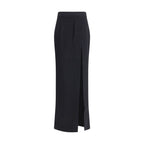 Black Fleece Wool Long Skirt