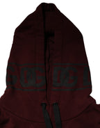 Burgundy Cotton Plaid Lined Men Hoodie Sweater