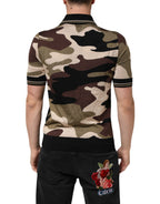 Camouflage Brown Silk MilitaryPolo T-shirt