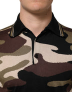 Camouflage Brown Silk MilitaryPolo T-shirt
