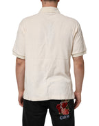Ivory Cotton Terry Logo Pocket Polo T-shirt