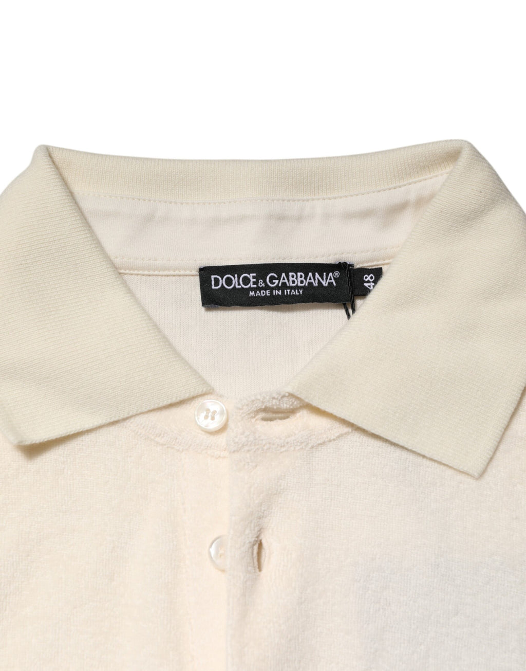 Ivory Cotton Terry Logo Pocket Polo T-shirt
