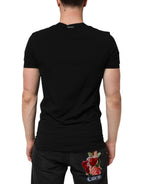 Black Cotton Slim Fit Men V-Neck Shirt T-shirt
