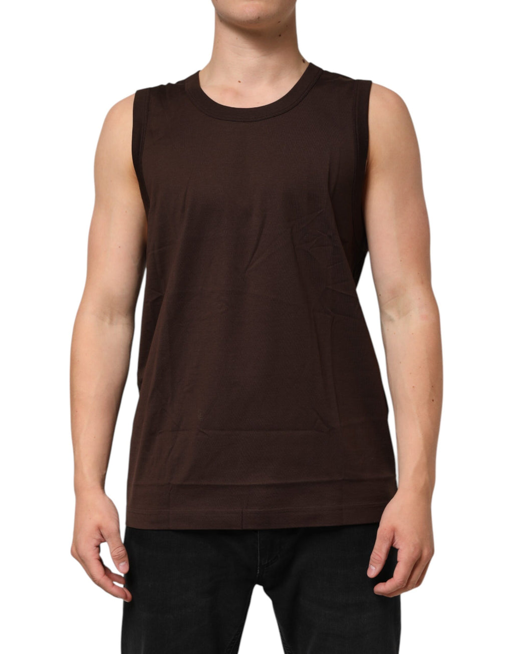 Brown Cotton Sleeveless Underwear Men Tank Top