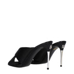 Black Satin Stiletto Heel Sandals
