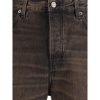 Brown Cotton Relaxed Fit Jeans