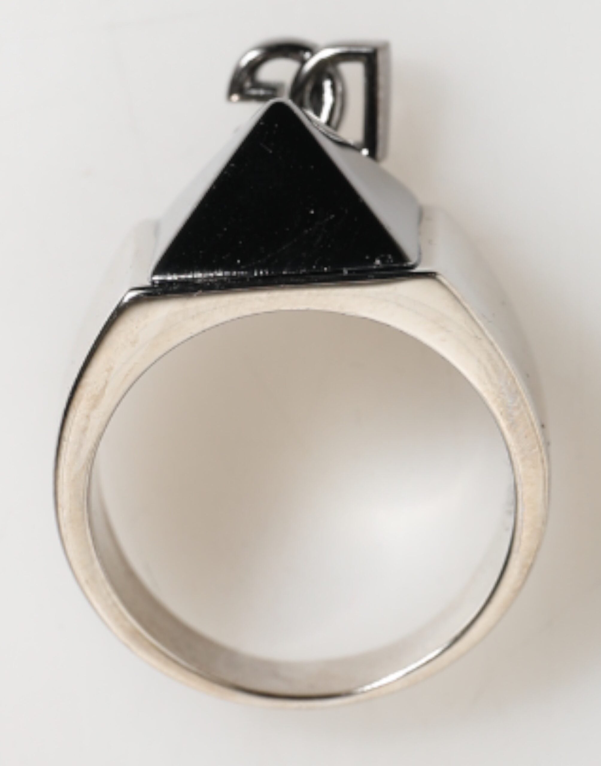 Silver Tone Pyramid DG Logo Real Brass Ring