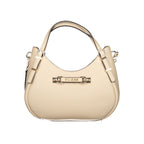 Beige Polyurethane Woman Handbag