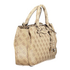 Beige Polyurethane Women Handbag