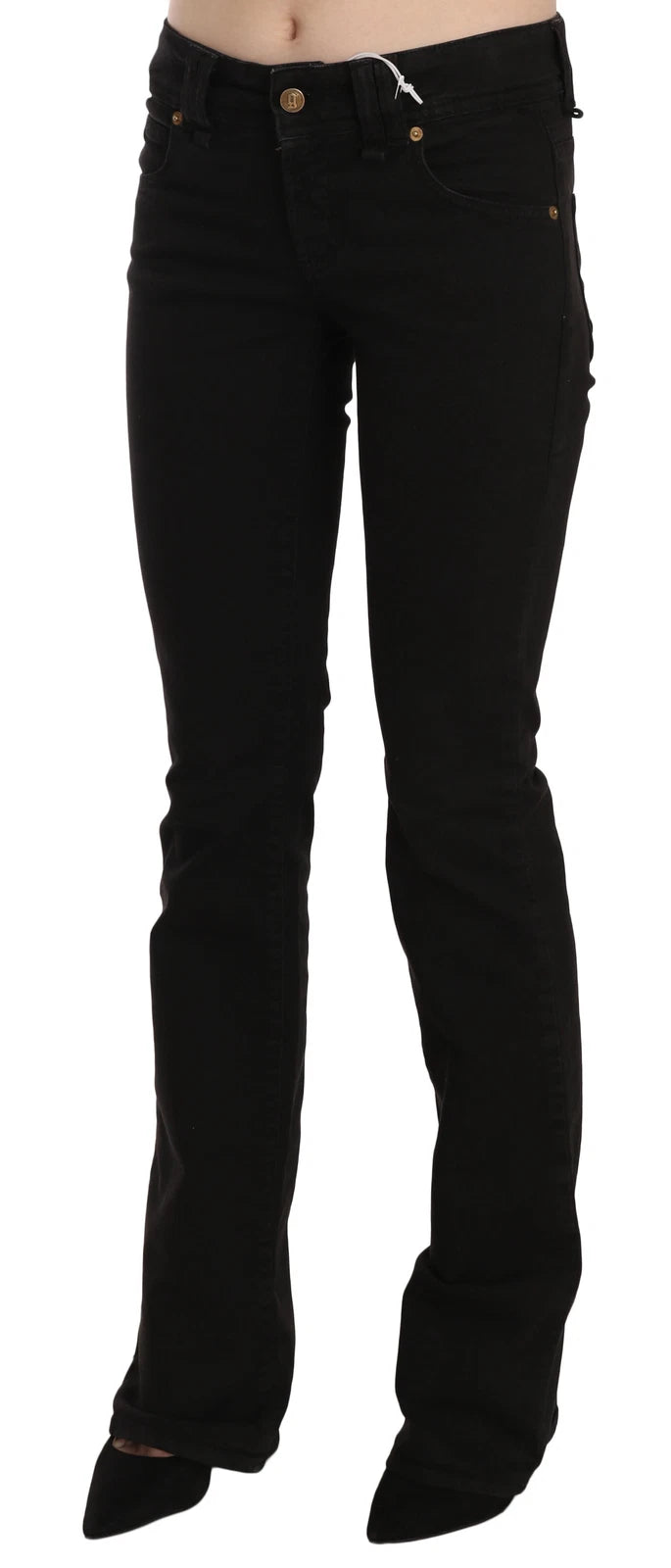 Black Low Waist Slim Leg Skinny Denim Casual Pants Jeans