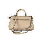 Beige Polyurethane Women Handbag