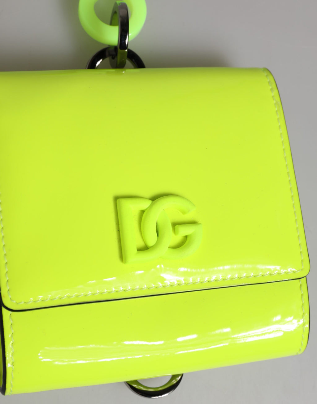 Yellow Green Bifold DG Logo Neck Strap Cardholder Wallet