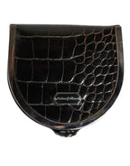 Black Polished Crocodile Leather Mens Coin Purse Wallet
