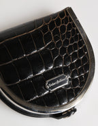 Black Polished Crocodile Leather Mens Coin Purse Wallet