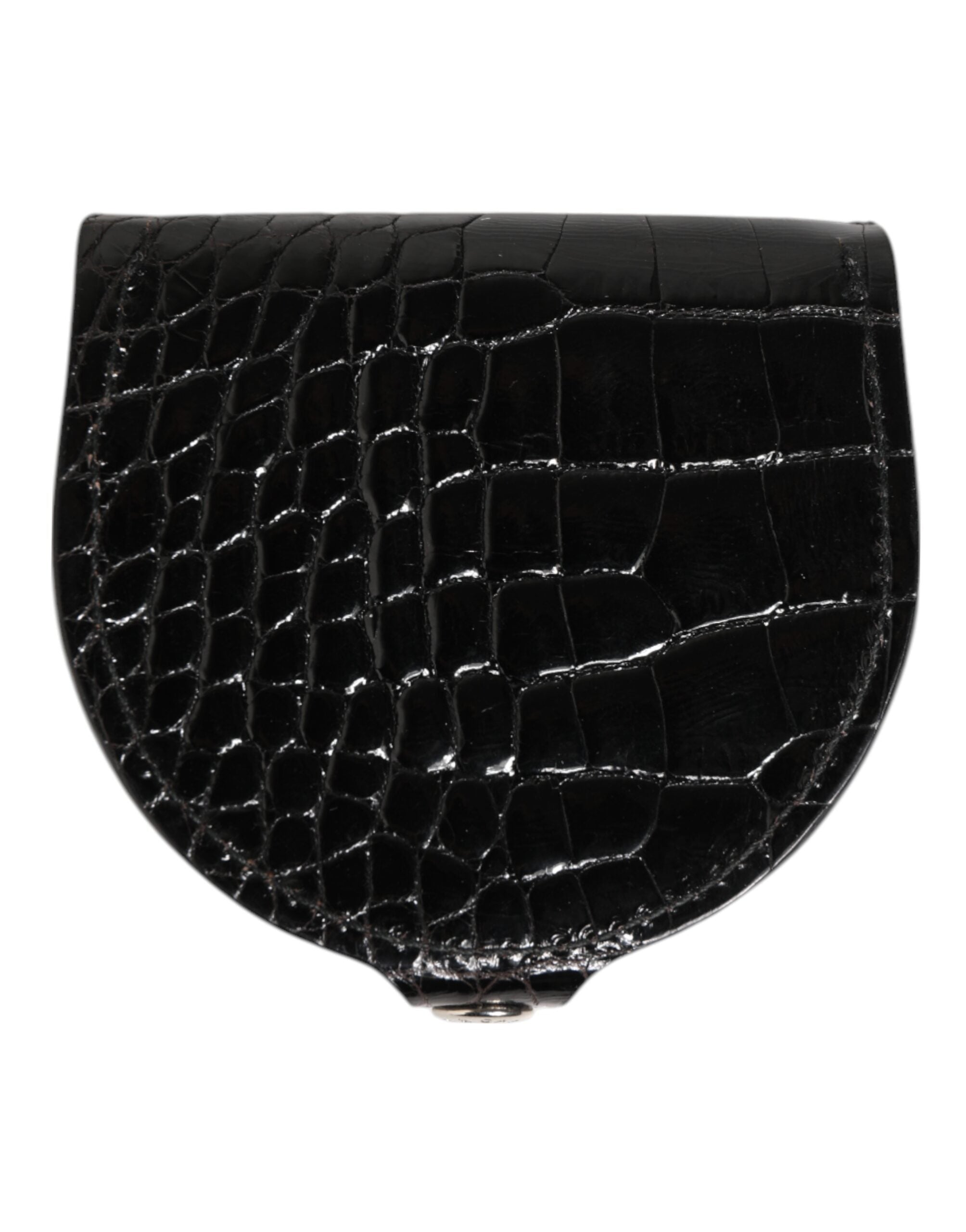 Black Polished Crocodile Leather Mens Coin Purse Wallet