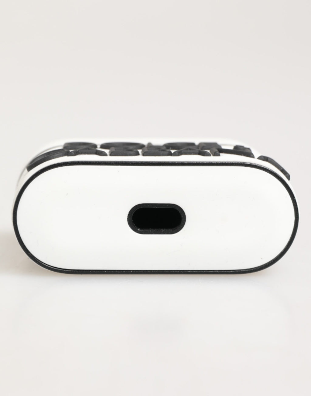 White Black Rubber Logo Embossed Accessory Airpods Case