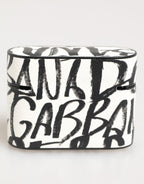 Black White Leather Monogram Print Logo Holder Airpods Case