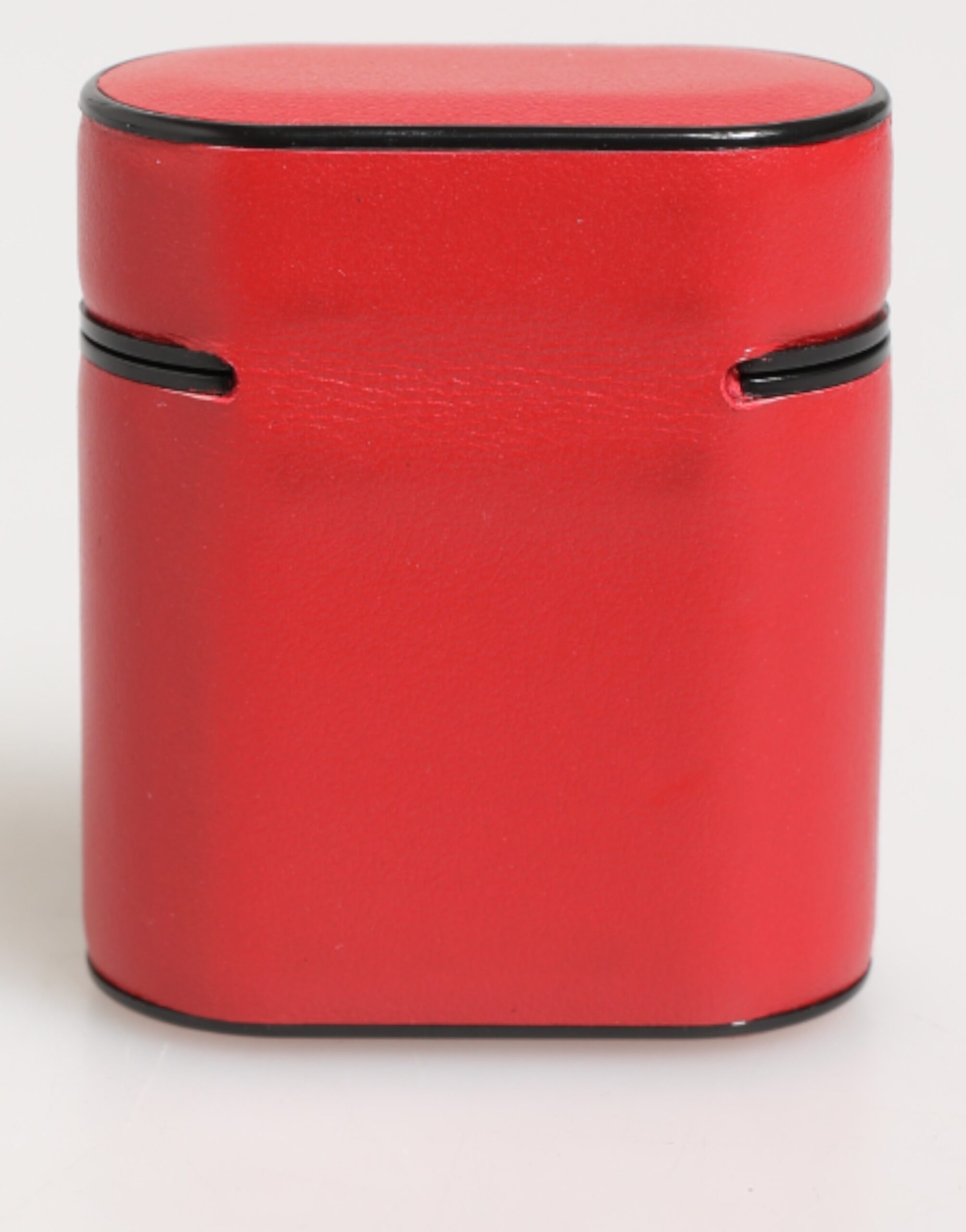 Red White Calfskin Leather Logo Flip Holder Airpods Case