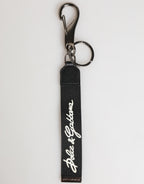 Black White Polyester DG Logo Silver Men Keychain Keyring