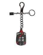 Black Red Military Leather Patch DG Logo Keychain Keyring