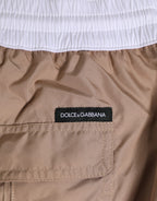 Brown White Polyester Re-Edition Shorts Swimwear
