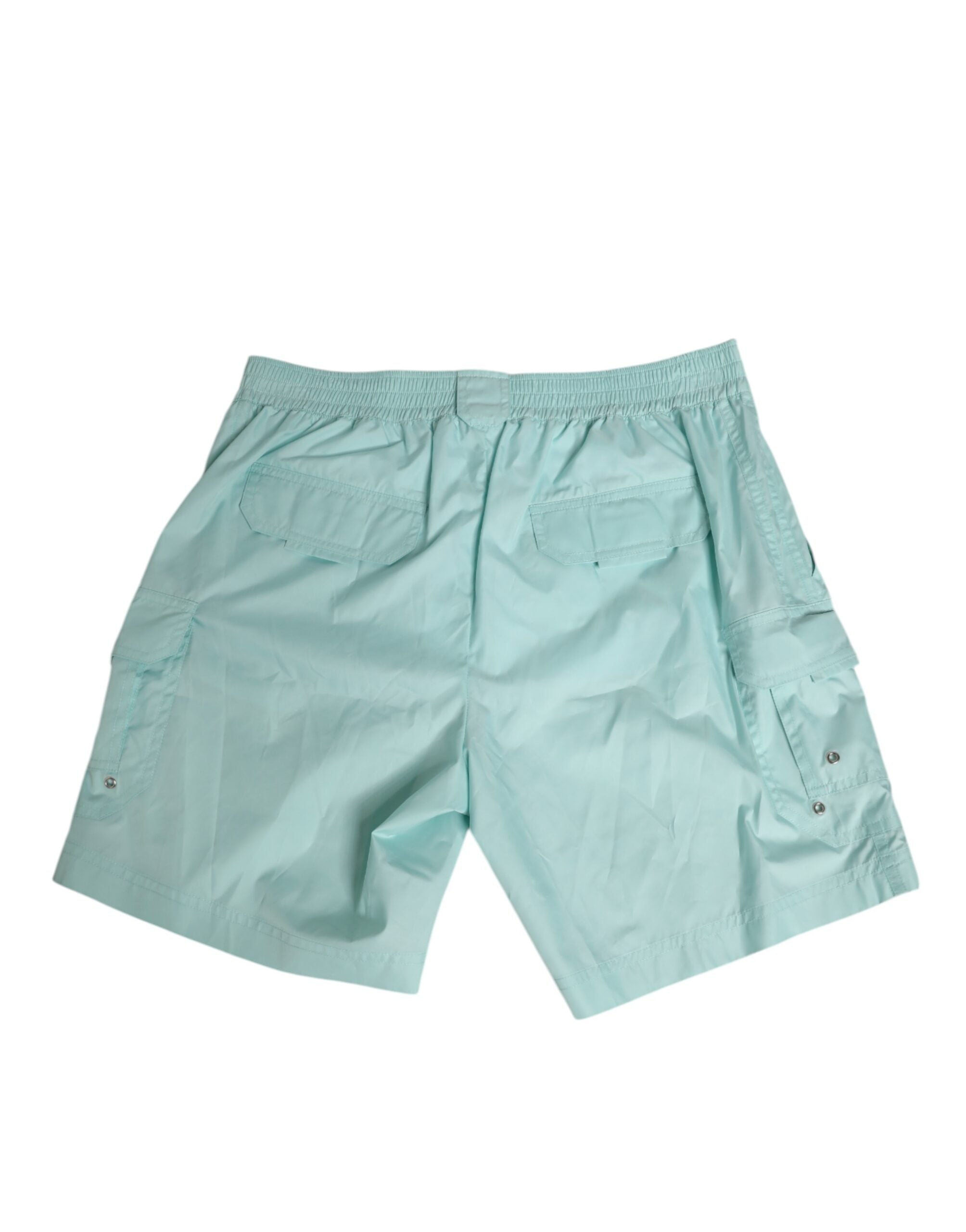 Aqua Blue Polyester Beachwear Men Shorts Swimwear