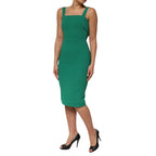 Dark Green Sleeveless Rayon Bodycon Dress