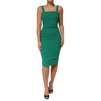 Dark Green Sleeveless Rayon Bodycon Dress