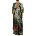Multicolor Silk Jungle Print Women Maxi Dress