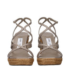 Gray Leather Wedge Sandals
