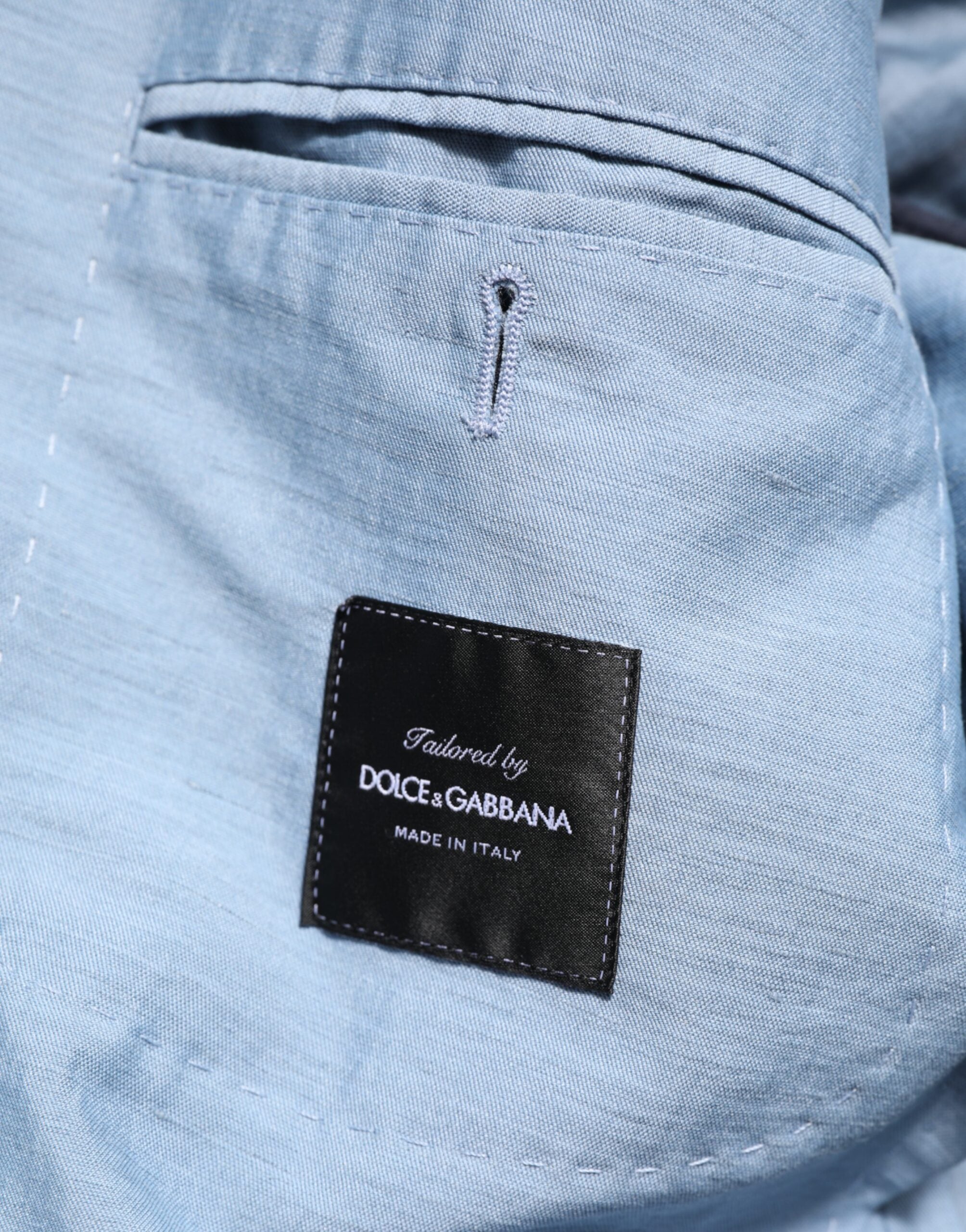 Light Blue Linen Double Breasted Men Jacket Blazer