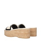 Beige Leather Wedge Sandals