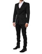 Black 3 Piece Brocade Jacquard Suit MARTINI