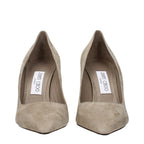 Gray Leather High Heel Pumps