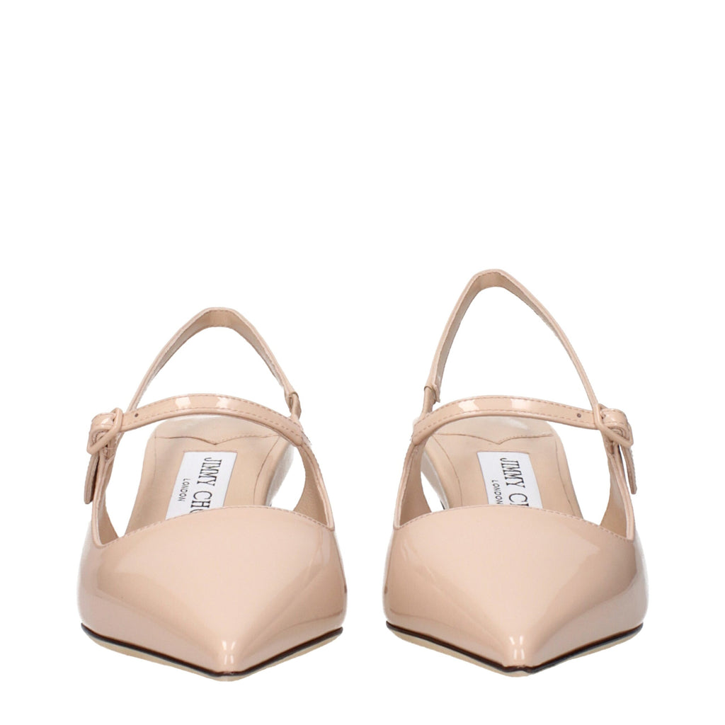 Pink Leather Mid Heel Pumps