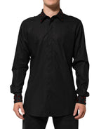 Black Cotton Embellished Collar Men’s Shirt