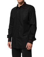 Black Cotton Embellished Collar Men’s Shirt