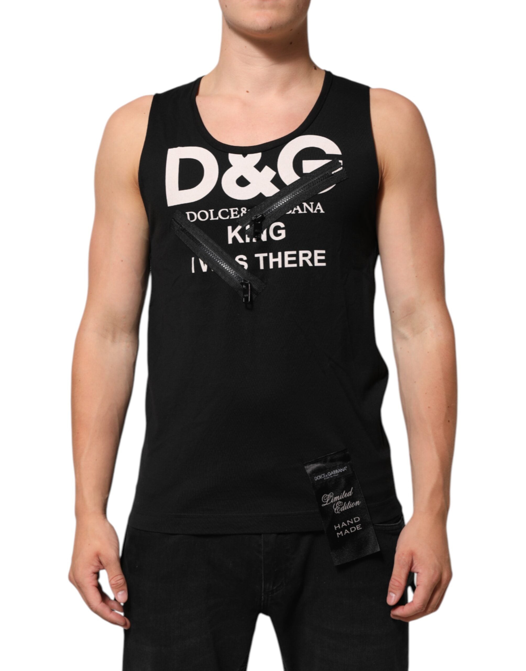Black Cotton Sleeveless Tank Top DG Logo Men T-shirt